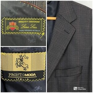 Pronto Moda Men's Gray 48L Blazer Wool Silk Cashmere Jacket Check Lana Lux Italy
